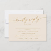 Bohoシックヴィンテージ金ゴールドメニュー選択RSVPカード 出欠カード (正面)