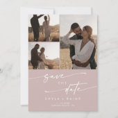 Bohoシック埃っぽいバラピンク数々のフォトQRコード セーブザデート (正面)