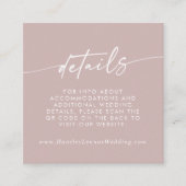 Bohoシック埃っぽいバラ結婚ピンクのQRコード詳細 エンクロージャーカード (正面)