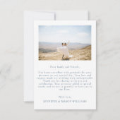 Bohoシック埃っぽいブルーグレー結婚フローラの写真 サンキューカード (裏面)