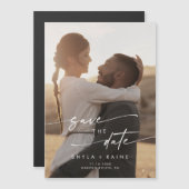 Bohoシック婚約フォトウェディング日付を保存 マグネット招待状 (正面/裏面)