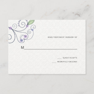 BOHOシック庭園の結婚式パープルRSVP 出欠カード