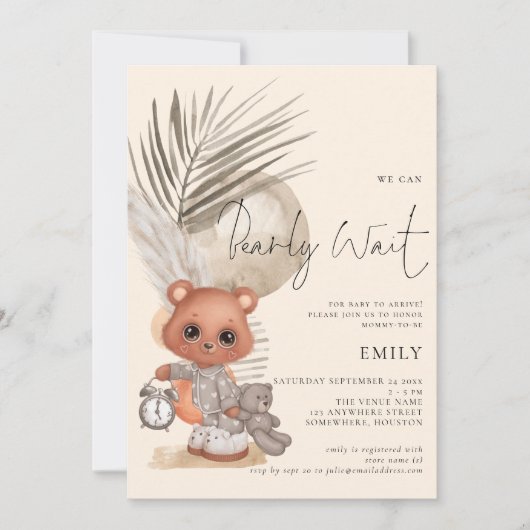 Bohoシック我々は赤ちゃんシャワーを待つことができる 招待状 (正面)