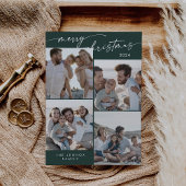 Bohoシック濃い緑のクリスマス写真クリスマスユニーク シーズンカード