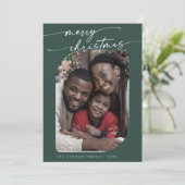 Bohoシック濃い緑の写真かわいいメリークリスマス シーズンカード (スタンド正面)
