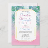 Bohoシック熱帯ビーチ水の色の性別の表示 招待状 (正面)