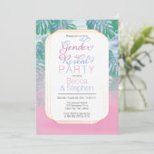 Bohoシック熱帯ビーチ水の色の性別の表示 招待状 (スタンド正面)