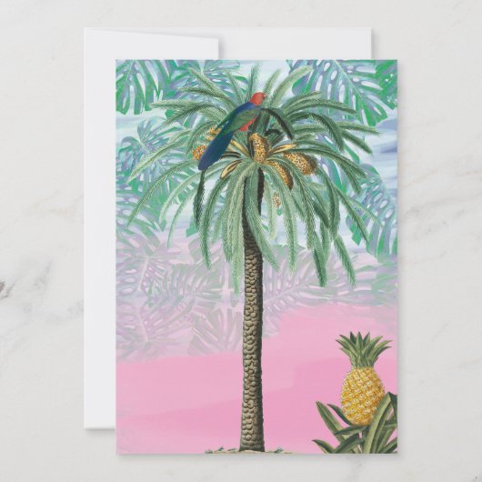 Bohoシック熱帯ビーチ水の色の性別の表示 招待状 (裏面)