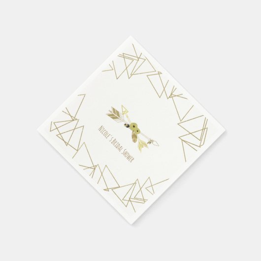 Bohoシック矢印と金ゴールド幾何三角形モダン スタンダードカクテルナプキン (角)