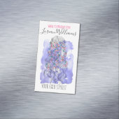 Bohoシック紫色の花嫁ヘアスタイルウォーターカラーフローラ マグネット名刺 (インサイチュ)