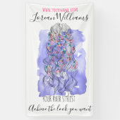 Bohoシック紫色の花嫁ヘアスタイルウォーターカラーフローラ 横断幕 (縦)