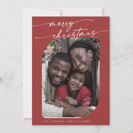 Bohoシック赤い写真かわいいメリークリスマス シーズンカード (正面)