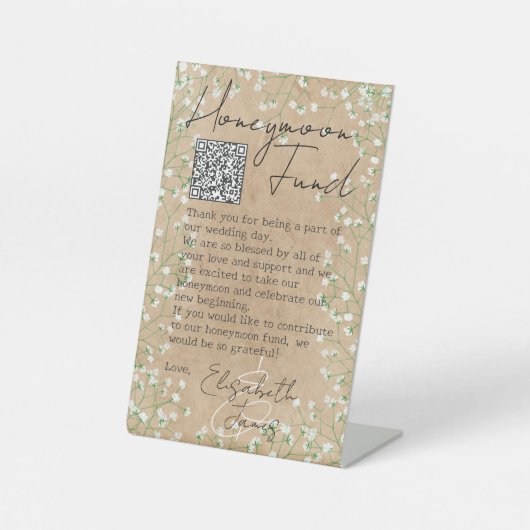 Bohoシック赤ちゃんの息かわいい素朴ハネムーンファンド 台座サイン (正面)