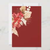 Bohoシック赤オーキッド秋カスタムウェディングインベンション 招待状 (裏面)