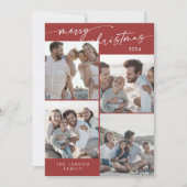 Bohoシック赤クリスマス写真クリスマスユニーク シーズンカード (正面)