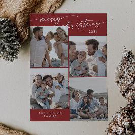 Bohoシック赤クリスマス写真クリスマスユニーク シーズンカード