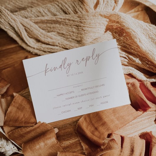 Bohoシック赤面ピンクメニュー選択RSVPカード 出欠カード