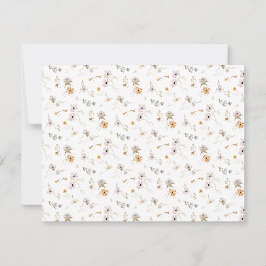 Bohoシック野草ありがとう ノートカード (裏面)