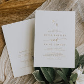 Bohoシック金ゴールドとホワイトモノグラムQRコード結婚ズ 招待状