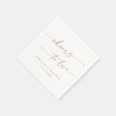 Bohoシック金ゴールドと白応援ズトゥラブズ結婚ズ スタンダードカクテルナプキン (角)