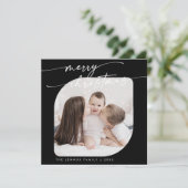 Bohoシック黒い写真可愛い家族のクリスマス シーズンカード (スタンド正面)