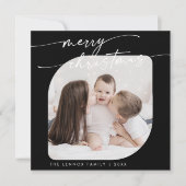 Bohoシック黒い写真可愛い家族のクリスマス シーズンカード (正面)
