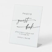 Bohoシック黒白フォトゲストブック結婚ズ 台座サイン (正面)