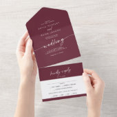 BohoシックBurgundy赤い食事チョイスRSVP 結婚's オールインワン招待状 (貼ってはがせる)