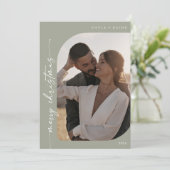 BohoシックSageグリーンフォトシンプルクリスマスメリークリスマス シーズンカード (スタンド正面)