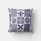 Bohoシャビーシックなヒマワリとモロッコタイル クッション (正面)