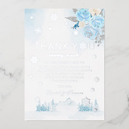 Bohoシルバー雪の結晶の冬の赤ちゃんシャワーありがとう 箔招待状
