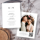 Bohoシンプルの結婚Arch Photo QRコード 招待状