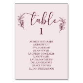 Bohoシンプルフローラの結婚座席表カード テーブルナンバー (正面)