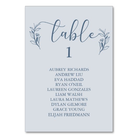 Bohoシンプルフローラの結婚座席表カード テーブルナンバー (正面)