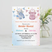 Bohoジェンダーリビールヴィンテージベビー物干し 招待状 (スタンド正面)