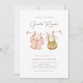 Bohoジェンダーリビールヴィンテージ赤ちゃん服招待状 招待状 (正面)