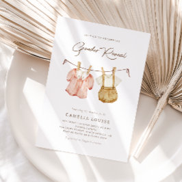 Bohoジェンダーリビールヴィンテージ赤ちゃん服招待状 招待状