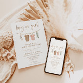 Bohoジェンダーリビール招待状 |性別中立的リビール 招待状