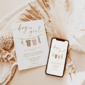 Bohoジェンダーリビール招待状 |性別中立的リビール 招待状