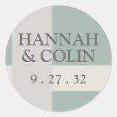 Bohoジオメトモダンリ抽象芸術の緑のグレー名 ラウンドシール (正面)