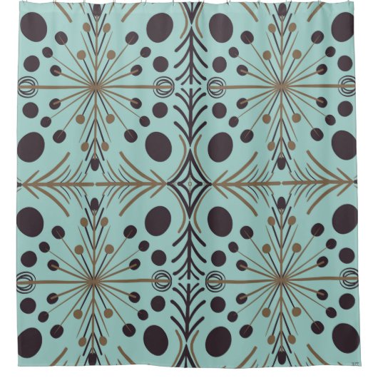 Bohoジオメトリック矢印ターコイズパターン シャワーカーテン (正面)