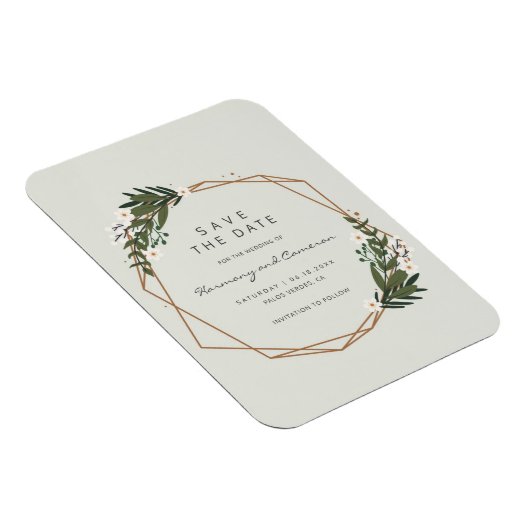 Bohoジオメトリック金ゴールドフレームの緑の日付を保存 マグネット (右側)