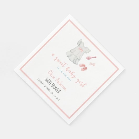 Bohoスイートピンクの女の子の衣装ベビーシャワー スタンダードランチョンナプキン (角)
