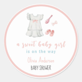 Bohoスイートピンクの女の子の衣装ベビーシャワー ラウンドシール