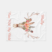 BoHoスカル水色カスタムフリースブランケット名 フリースブランケット (正面(横))