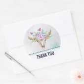 Bohoスカル蝶と花ありがとう ラウンドシール (封筒)