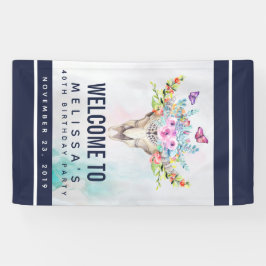 Bohoスカル蝶と花誕生日 横断幕