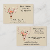 BoHoスカルWatercolorパーソナライズユーロサイズ100 名刺 (正面/裏面)