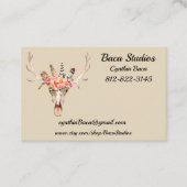 BoHoスカルWatercolorパーソナライズユーロサイズ100 名刺 (正面)