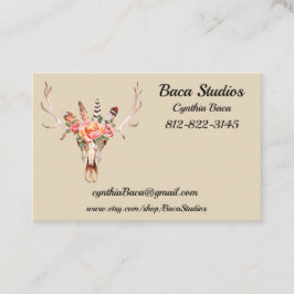 BoHoスカルWatercolorパーソナライズユーロサイズ100 名刺